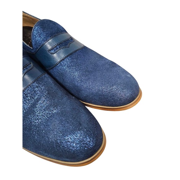 Robert Graham Mens 10 Dress Shoes Metallic Blue Suede Slip On Loafers main image 5